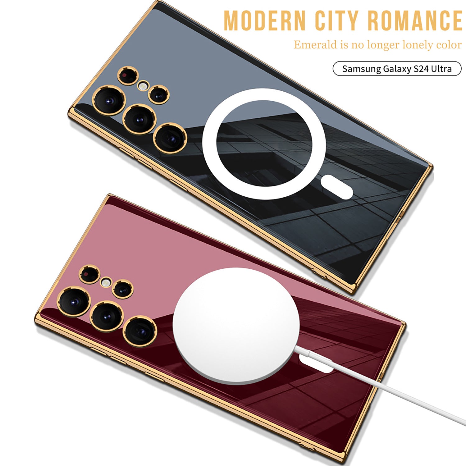 Wireless Charger Circle Magnetic Drop-resistant S24 Ultra-thin Plating Protective Cover Phone Case Wireless Charger Circle Magnetic Drop-resistant S24 Ultra-thin Plating Protective Cover Phone Case